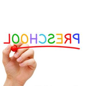 The word Preschool written in rainbow colors